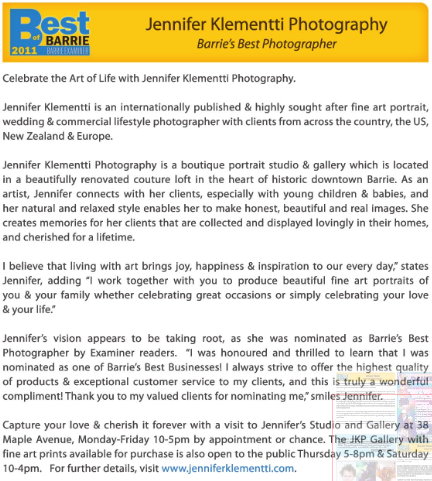 Jennifer Klementti Photography Barrie's best photographer