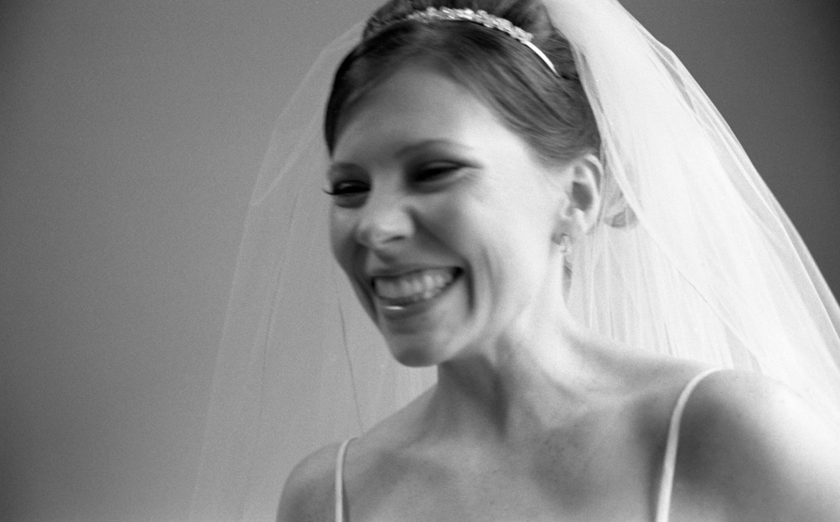 Black and White Film Portrait of a bride