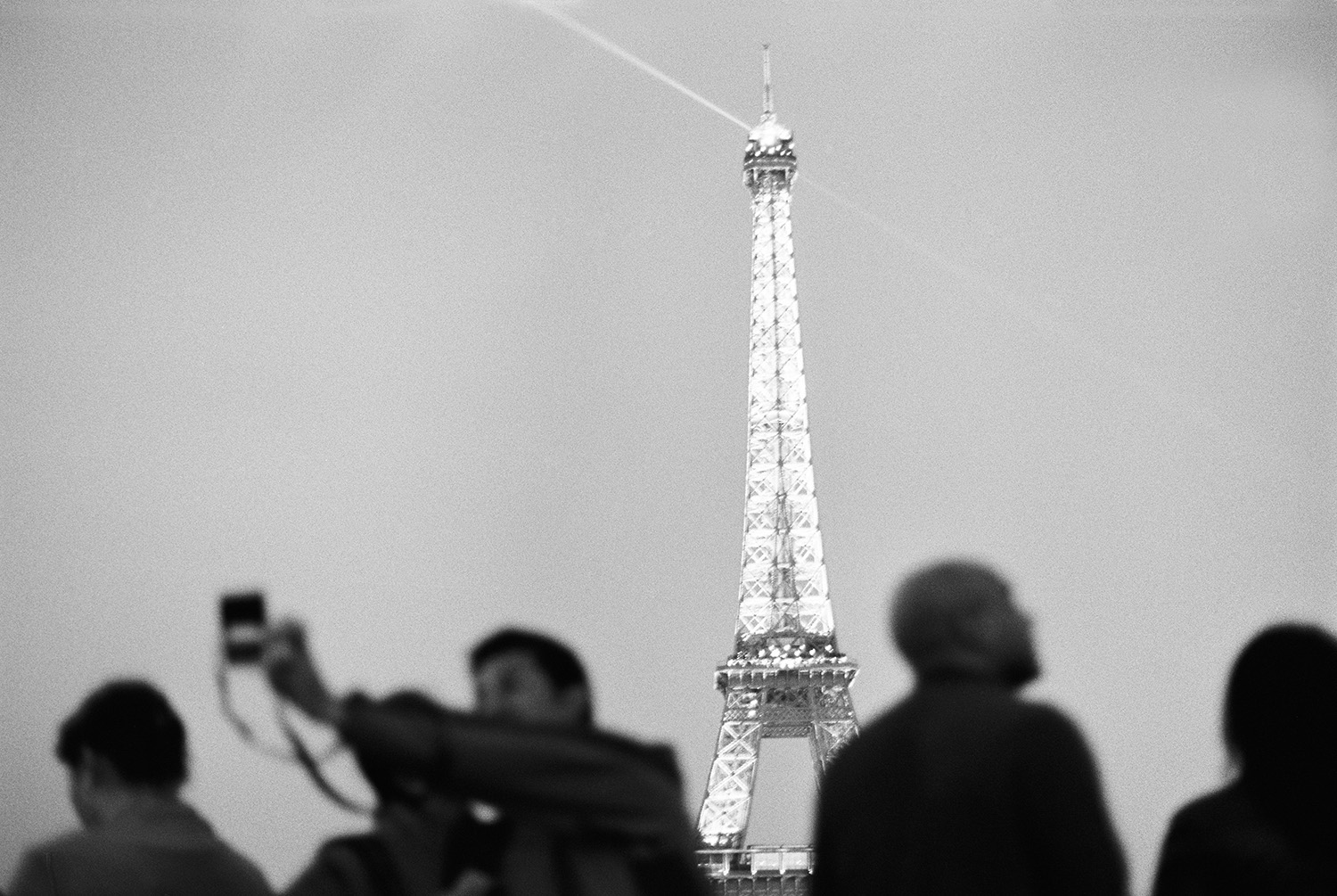 The Eiffel Tower in black & white.