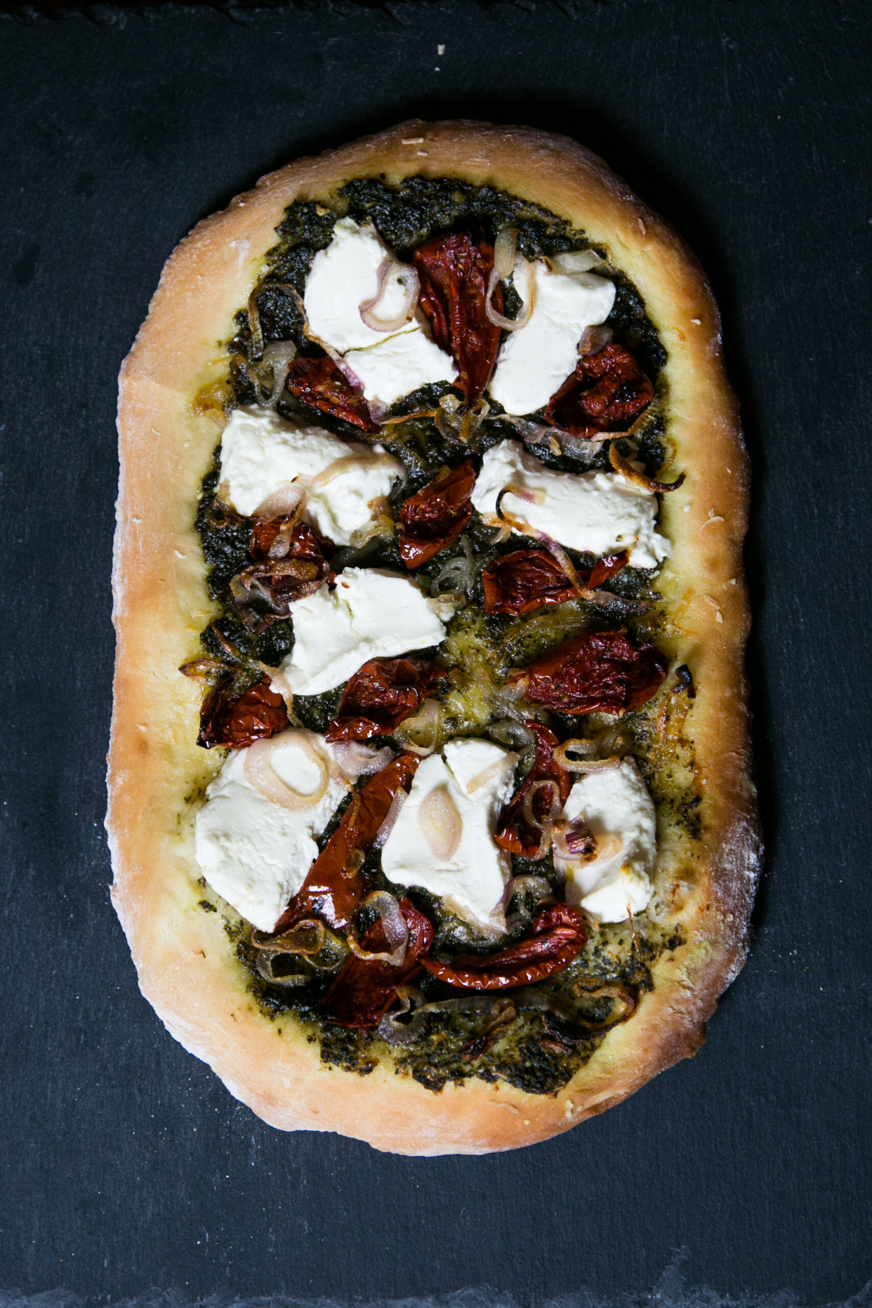 Beet pesto pizza